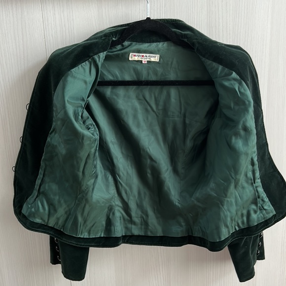 Vintage 70’s YSL Rive Gauche velours high neck blazer size 38 ( 4/6) emerald - Picture 9 of 12